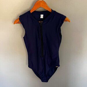Relleciga Women’s One piece UV Protection Swimsuit Navy Blue Size S Zipper NWT